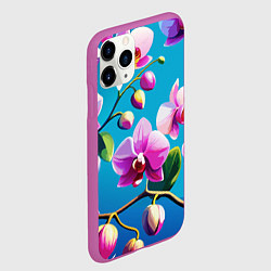 Чехол iPhone 11 Pro матовый Орхидея цветы паттерн, цвет: 3D-фиолетовый — фото 2