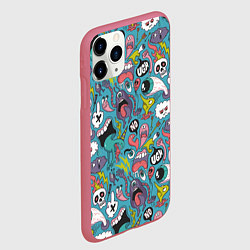Чехол iPhone 11 Pro матовый Тьфу ты монстры, цвет: 3D-малиновый — фото 2