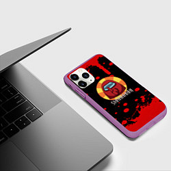 Чехол iPhone 11 Pro матовый Amomg us краски, цвет: 3D-фиолетовый — фото 2