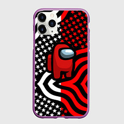 Чехол iPhone 11 Pro матовый Among us usa style, цвет: 3D-фиолетовый