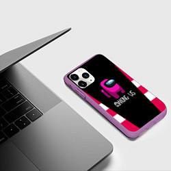 Чехол iPhone 11 Pro матовый Among us geometry pink, цвет: 3D-фиолетовый — фото 2