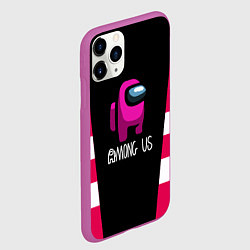Чехол iPhone 11 Pro матовый Among us geometry pink, цвет: 3D-фиолетовый — фото 2
