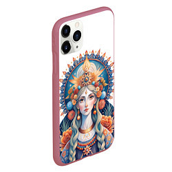 Чехол iPhone 11 Pro матовый Богиня красоты, славянские мотивы, новый русский с, цвет: 3D-малиновый — фото 2