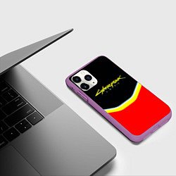 Чехол iPhone 11 Pro матовый Cyberpunk 2077 geometry, цвет: 3D-фиолетовый — фото 2