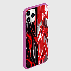 Чехол iPhone 11 Pro матовый Красная абстракция на чёрно-белом фоне, цвет: 3D-фиолетовый — фото 2