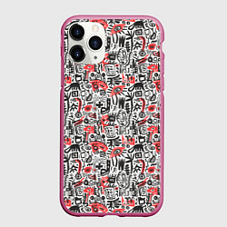 Чехол iPhone 11 Pro матовый Узоры абстрактные, цвет: 3D-малиновый