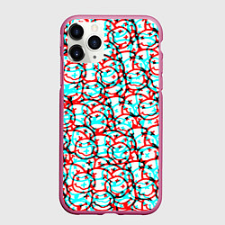 Чехол iPhone 11 Pro матовый Nirvana smile glitch, цвет: 3D-малиновый
