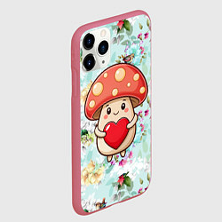 Чехол iPhone 11 Pro матовый Мухомор с сердечком милый, цвет: 3D-малиновый — фото 2