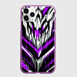 Чехол iPhone 11 Pro матовый Фиолетово-белые ломаные клыки, цвет: 3D-фиолетовый