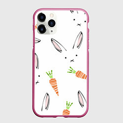Чехол iPhone 11 Pro матовый Морковный зая, цвет: 3D-малиновый