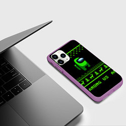Чехол iPhone 11 Pro матовый Among us зелёный, цвет: 3D-фиолетовый — фото 2
