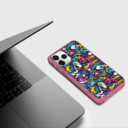 Чехол iPhone 11 Pro матовый Граффити спортивные принадлежности, цвет: 3D-малиновый — фото 2