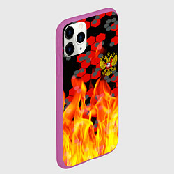 Чехол iPhone 11 Pro матовый Герб РФ броня в огне, цвет: 3D-фиолетовый — фото 2