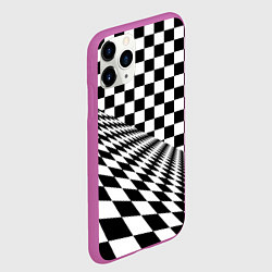 Чехол iPhone 11 Pro матовый Шахматная психоделика иллюзия, цвет: 3D-фиолетовый — фото 2