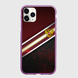 Чехол iPhone 11 Pro матовый Сталь Россия текстура, цвет: 3D-фиолетовый