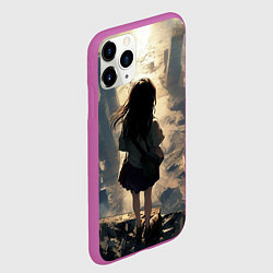 Чехол iPhone 11 Pro матовый Девушка и город, цвет: 3D-фиолетовый — фото 2