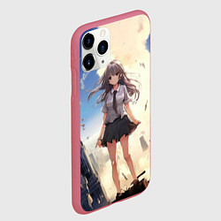 Чехол iPhone 11 Pro матовый Девушка аниме, цвет: 3D-малиновый — фото 2