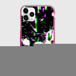 Чехол iPhone 11 Pro матовый Краски глитч неон, цвет: 3D-малиновый