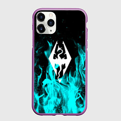 Чехол iPhone 11 Pro матовый The elder scrolls neon flame, цвет: 3D-фиолетовый