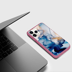 Чехол iPhone 11 Pro матовый Синий батик, цвет: 3D-малиновый — фото 2