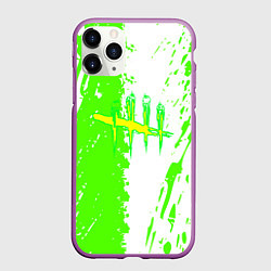 Чехол iPhone 11 Pro матовый Dead by Daylight краски зелёные, цвет: 3D-фиолетовый