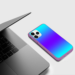 Чехол iPhone 11 Pro матовый Неоновый градиент текстура, цвет: 3D-фиолетовый — фото 2