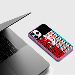Чехол iPhone 11 Pro матовый Doom logo надписи, цвет: 3D-фиолетовый — фото 2