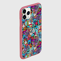 Чехол iPhone 11 Pro матовый Скелеты и монстры, цвет: 3D-малиновый — фото 2