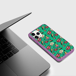 Чехол iPhone 11 Pro матовый Губы и молния поп арт, цвет: 3D-фиолетовый — фото 2