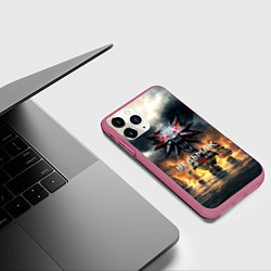 Чехол iPhone 11 Pro матовый Ведьмак корабли лого, цвет: 3D-малиновый — фото 2