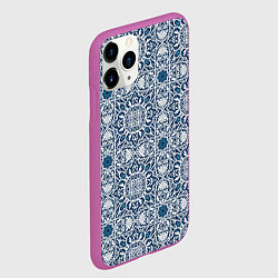 Чехол iPhone 11 Pro матовый Геометрический узор бело-синий, цвет: 3D-фиолетовый — фото 2