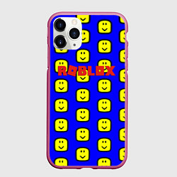 Чехол iPhone 11 Pro матовый Roblox pattern mobile, цвет: 3D-малиновый