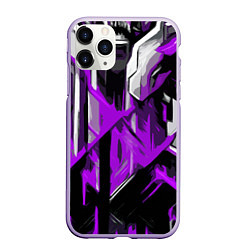 Чехол iPhone 11 Pro матовый White and purple abstraction on a black background, цвет: 3D-светло-сиреневый