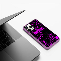 Чехол iPhone 11 Pro матовый Fortnite краски, цвет: 3D-фиолетовый — фото 2