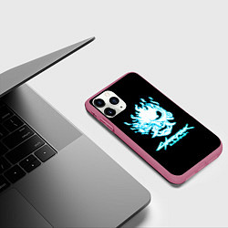 Чехол iPhone 11 Pro матовый Киберпанк 2077 лого, цвет: 3D-малиновый — фото 2