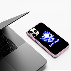 Чехол iPhone 11 Pro матовый Samurai logo ghost, цвет: 3D-розовый — фото 2