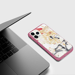 Чехол iPhone 11 Pro матовый Стена с потрескавшейся краской и надписи, цвет: 3D-малиновый — фото 2