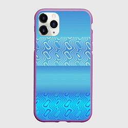 Чехол iPhone 11 Pro матовый Синие и белые волны, цвет: 3D-фиолетовый