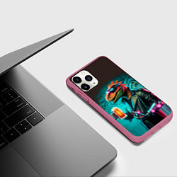 Чехол iPhone 11 Pro матовый Чувак пивозавр - киберпанк фантазия, цвет: 3D-малиновый — фото 2