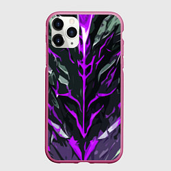 Чехол iPhone 11 Pro матовый Фиолетовые адские полосы на чёрном фоне, цвет: 3D-малиновый
