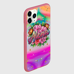 Чехол iPhone 11 Pro матовый Алена и розовые розы, цвет: 3D-малиновый — фото 2