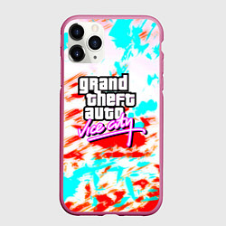 Чехол iPhone 11 Pro матовый GTA vice city clors, цвет: 3D-малиновый
