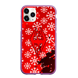 Чехол iPhone 11 Pro матовый Elder Scrolls winter steel, цвет: 3D-фиолетовый