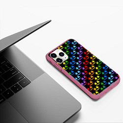 Чехол iPhone 11 Pro матовый Marshmello dj colors, цвет: 3D-малиновый — фото 2