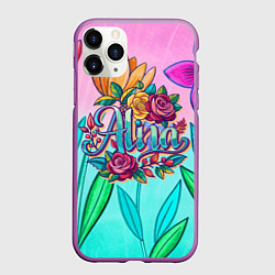 Чехол iPhone 11 Pro матовый Алина три розы, цвет: 3D-фиолетовый