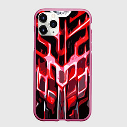 Чехол iPhone 11 Pro матовый Абстрактные красные линии на чёрном фоне, цвет: 3D-малиновый