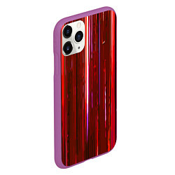 Чехол iPhone 11 Pro матовый Вертикальные красные линии на чёрном фоне, цвет: 3D-фиолетовый — фото 2