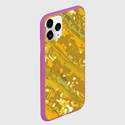 Чехол iPhone 11 Pro матовый Белые фрагменты на жёлтом фоне, цвет: 3D-фиолетовый — фото 2
