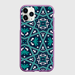 Чехол iPhone 11 Pro матовый Геометрический узор арабеска, цвет: 3D-фиолетовый