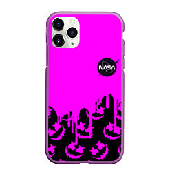 Чехол iPhone 11 Pro матовый Marshmello neon nasa, цвет: 3D-фиолетовый